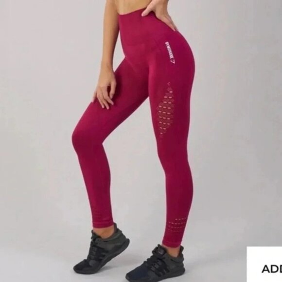 Gymshark Seamless Energy High Waisted Leggings Beet Red Full Length Size XS - Picture 7 of 16